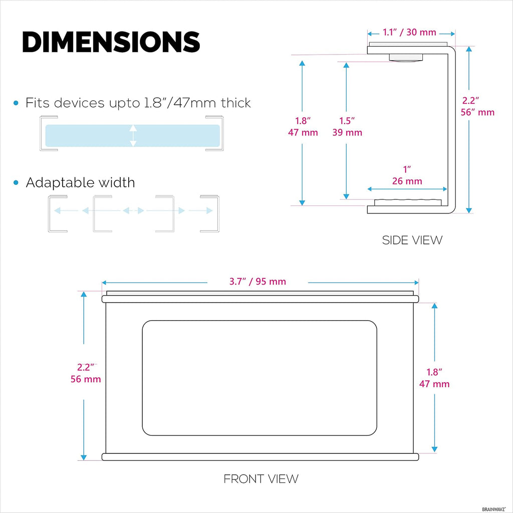 BRAINWAVZ Transparent Under Desk Laptop Holder Mount with Adhesive & Screw in, Devices Upto 1.8" Thick for Laptops, Macbooks, Surface, Cable Box, Routers, Keyboard, Modems, Network Switch & More - Image 7