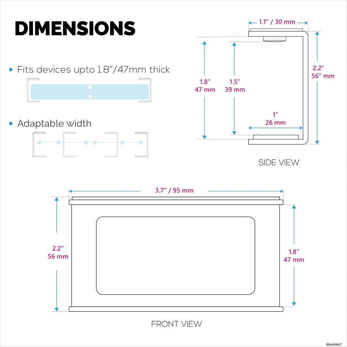 BRAINWAVZ Transparent Under Desk Laptop Holder Mount with Adhesive & Screw in, Devices Upto 1.8" Thick for Laptops, Macbooks, Surface, Cable Box, Routers, Keyboard, Modems, Network Switch & More - Image 7