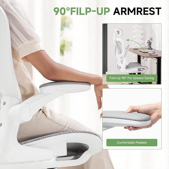 GTPLAYER Office Chair, Home Ergonomic Desk Chair with High Back Mesh, Mesh Office Computer Desk Chairs with Adjustable Lumbar Support, Rolling Work Swivel Task Chairs with 3D Armrests and Headrest - Image 4