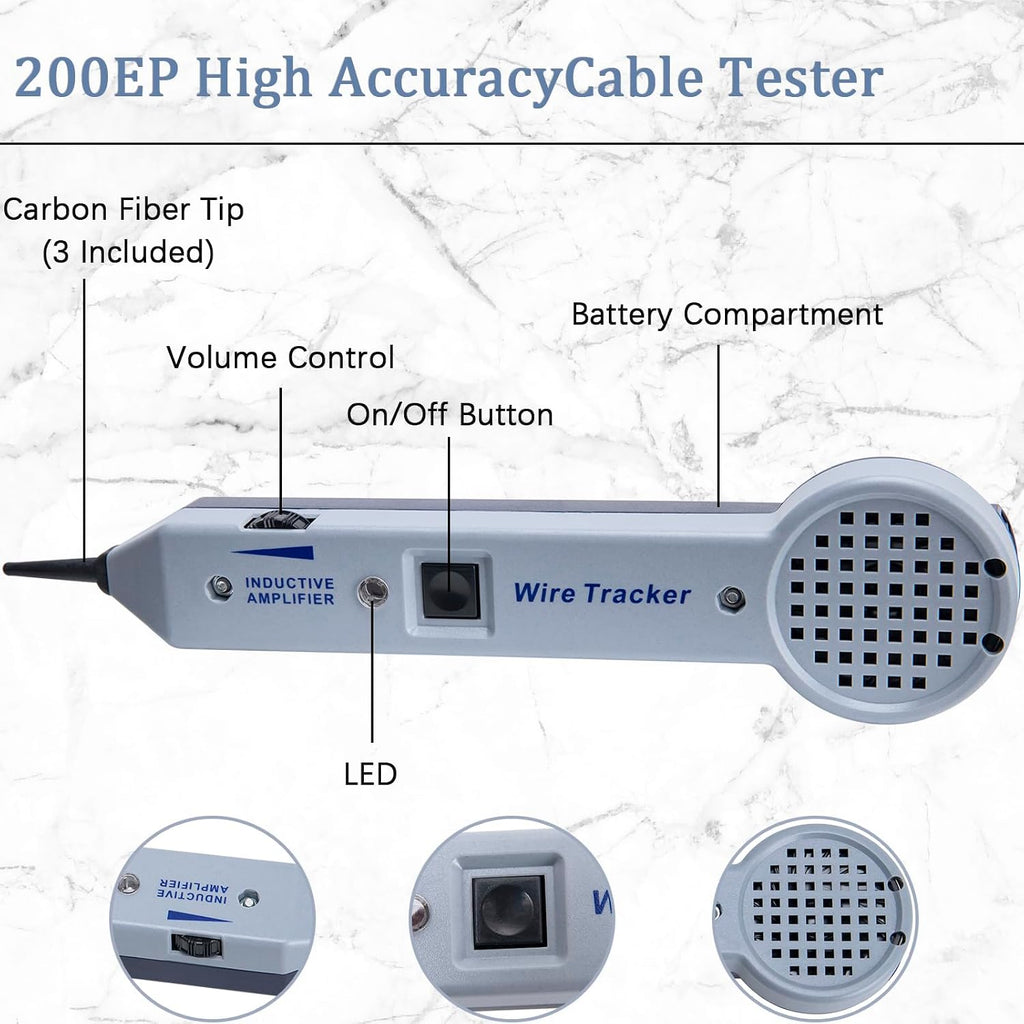 Tone Generator and Probe Kit, Toner Electrical Tool, Tone Generator kit, Wire Tracer Circuit Tester, 200EP High Accuracy Cable Tester, 77HP2 Tone and Probe Kit - Image 3