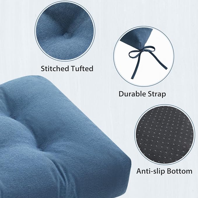 44 Inch Bench Cushions for Indoor Furniture | Super Soft Rectangle Bench seat Cushion Pad with Non-Slip Bottom, Waterproof Bench Pad for Window Porch(Blue, 44x19x4.5In) - Image 9