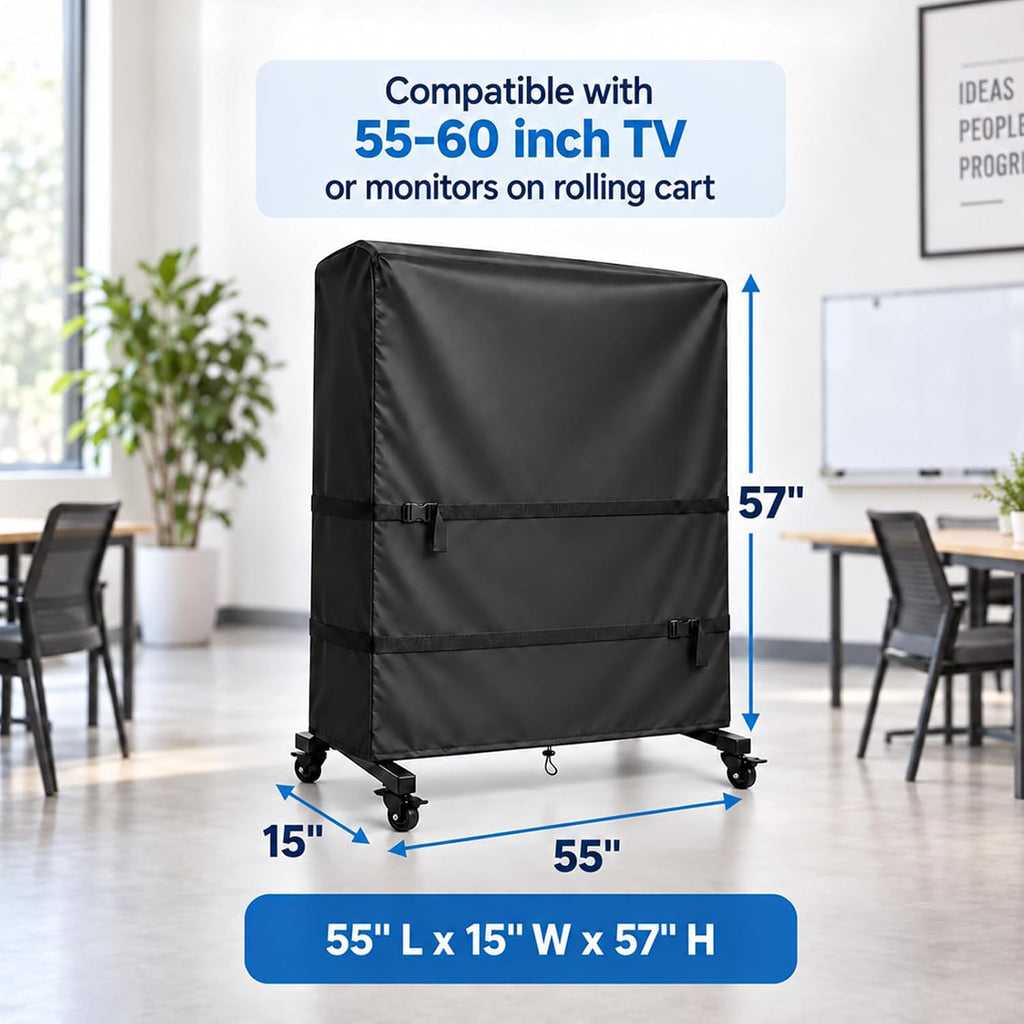 55-60 Inch Outdoor TV Trolley Cover, 600D Oxford TV Stand Cover - Image 2