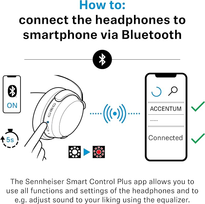 Sennheiser ACCENTUM Wireless Bluetooth Headphones, 50hr Battery, ANC, White - Image 12