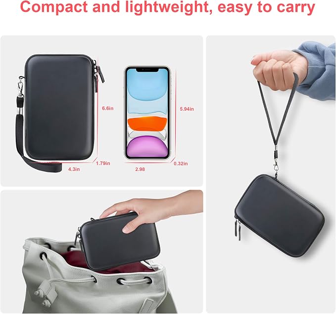 Canboc Carrying Case for MacBook Air Pro Charger MagSafe/MagSafe 2 Power Adapter, iPhone 16/16 Pro MagSafe Charger, USB C Hub, Type C Hub, USB Multiport Adapter, Hard Shockproof Bag, Black - Image 5