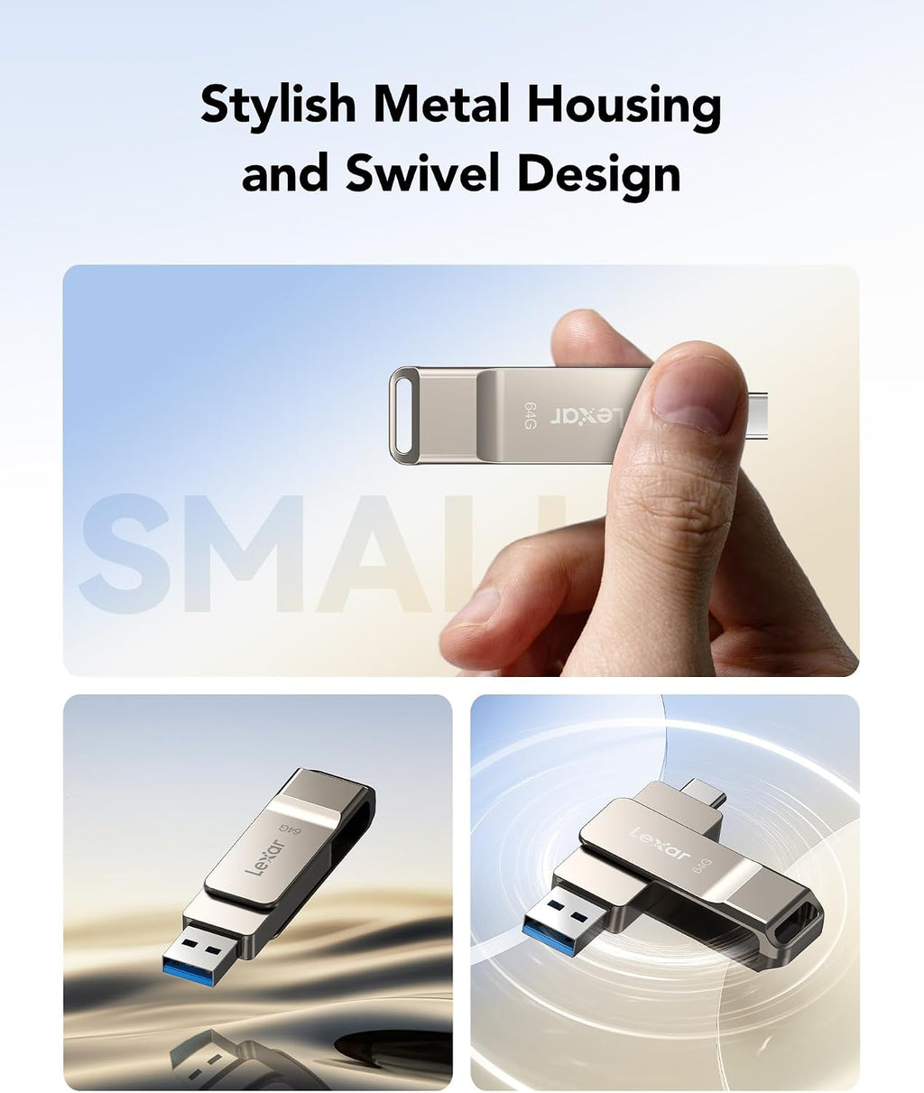 Lexar D40E 64GB Dual USB 3.2 Gen 1 Type-C Jump Drive, Champagne Silver - Image 5