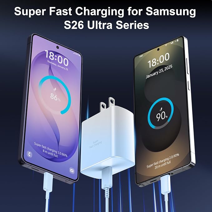 45W USB C Super Fast Charger Type C Charger Fast Charging Android Phone Charger Block with 10FT Type C Charging Cable for Samsung Galaxy S26 Ultra/S26/S26+/S25/S25 Ultra/S25+/S24 Ultra/S23 Ultra/S22 - Image 5