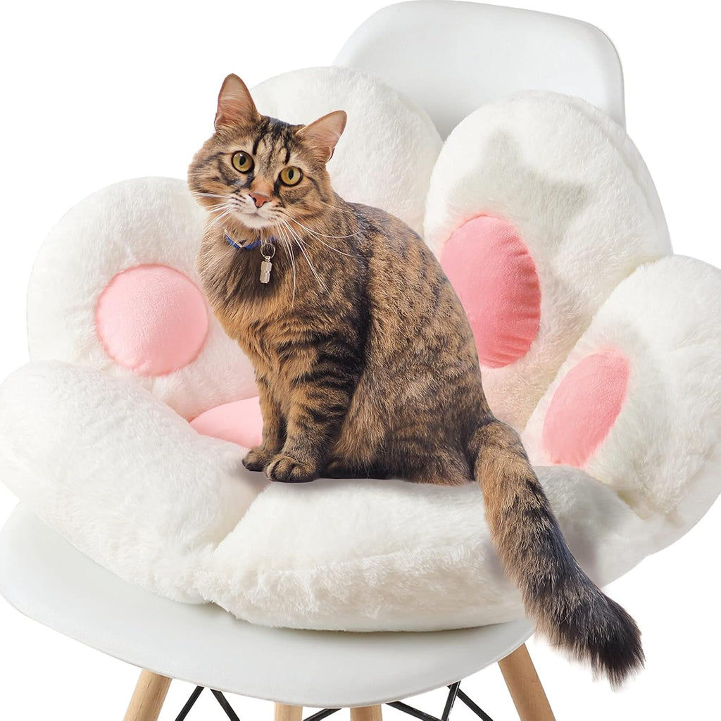 Ditucu Cat Paw Cushion Kawaii Chair Cushions 27.5 x 23.6 inch Cute Stuff Seat Pad Comfy Lazy Sofa Office Floor Pillow for Gaming Chairs Room Decor White - Image 8