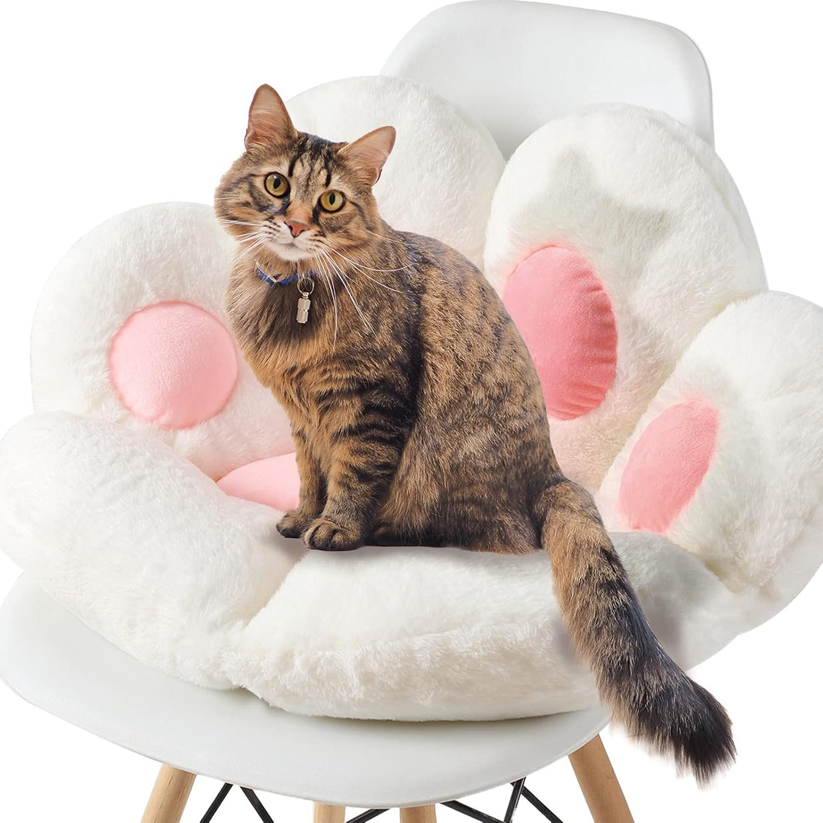 Ditucu Cat Paw Cushion Kawaii Chair Cushions 27.5 x 23.6 inch Cute Stuff Seat Pad Comfy Lazy Sofa Office Floor Pillow for Gaming Chairs Room Decor White - Image 8