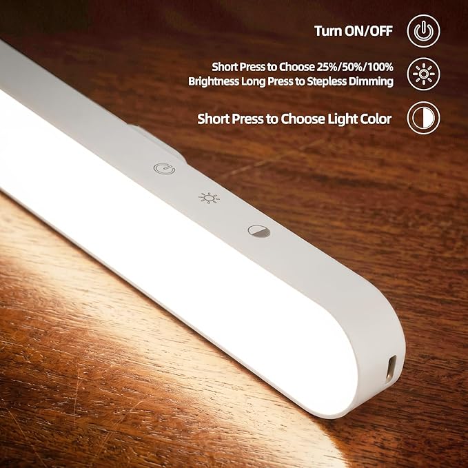 ShineTech Rechargeable Desk Lamp for Home Office,Magnetic Clip On Desk Lamp | 3 Color Modes & Stepless Dimming,Adjustable Gooseneck Lamp, Cordless, Long-Lasting Battery, Eye-Caring Wall Light for Reading - Image 5
