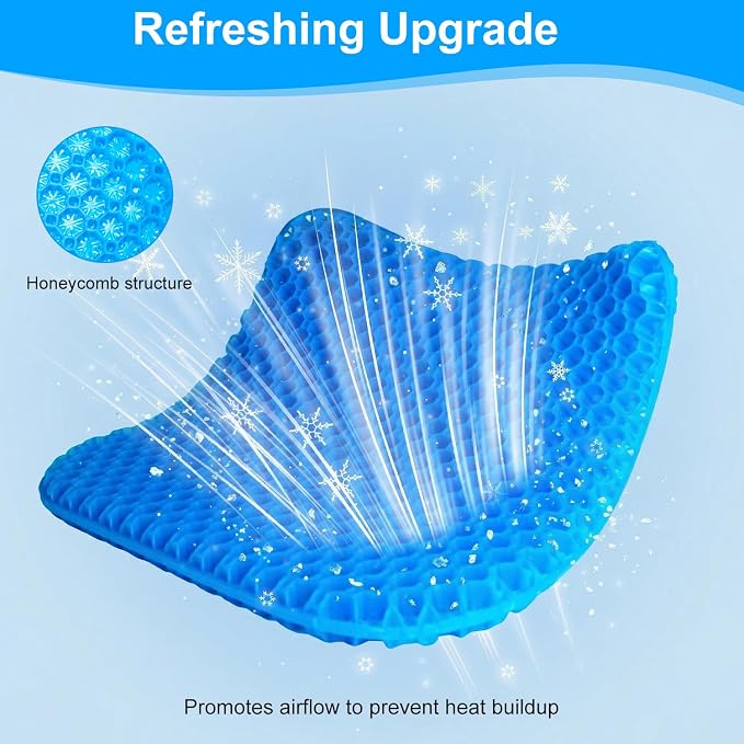 EVEME Large Gel Seat Cushion for Long Sitting with Non-Slip Cover - 18 x 17 Inches, Soft & Breathable, for Chair, Car, Office, Desk Chair, Wheelchair - Image 3