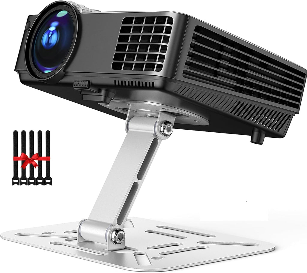 DAWASAPAT Adjustable Projector Stand with 1/4" Screw, Silver Ceiling Mount for Home Office Studio, Mini Projector Holder Bracket with Cable Ties by DAWASAPAT