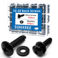 10-32 Rack Screws 55-Pack with Nylon Washers, Universal Rack Mount Fasteners for Server Racks, Network Cabinets, Audio Mounts, Recording Studio, AV Rackmount Hardware by Sunxeke
