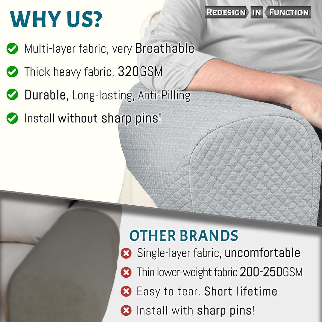 Roytub Stretch Couch Arm Covers, Breathable Armrest Cover for Sofas and Chairs Armrest Cover Keep Home Clean, Scratch-Resistant Sofa Arm Covers Protect and Decorate Your Sofa(Large, Light Gray, 2PCS) - Image 2