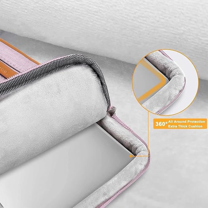 MOSISO 360 Protective Laptop Case 13.3 inch, 13-13.3 inch Laptop Sleeve | Compatible with MacBook Air/Pro 13 / Pro 14,HP Dell Acer ASUS, Side Open Carrying Case with 4 Zipper Pockets, Pastel Pink - Image 3