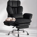 GTPLAYER Big and Tall Office Chair,Executive Ergonomic Computer Gaming Chair with Foot Rest,Flip Armrests for Pets & Extra Space,Soft Velvet Wide Seat Reclining Desk Chair,Black by GTPLAYER