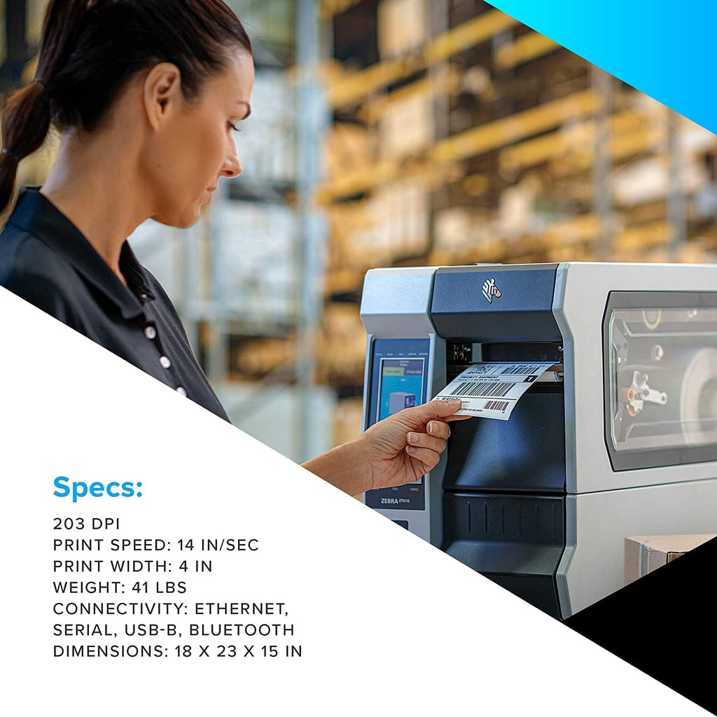 ZEBRA ZT411 Thermal Transfer and Direct Thermal Industrial Label Printer - USB 2.0, Serial, Ethernet and Bluetooth 4.1 Connectivity, 203 DPI, 4-Inch Max Print Width, Monochrome Barcode - JTTANDS - Image 4