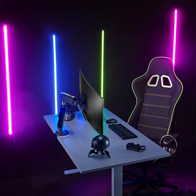 AVLT Single 27”-45” RGB Gaming Monitor Arm Desk Mount - Dark Gray | 20 Lighting Modes Touch Button Control Fits Flat/Curved/Ultrawide Screens Height Swivel Tilt Rotation Adjustable Stand - Image 5