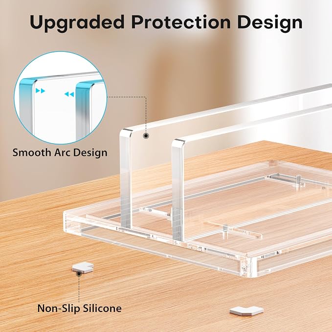 OMOTON Vertical Laptop Stand, Acrylic Single Holder for MacBook Gaming | Adjustable Width 0.87-2.24", Clear Acrylic Single Slot Stand for Desk, Compatible with MacBook Pro/Air HP Gaming up to 17" - Image 2