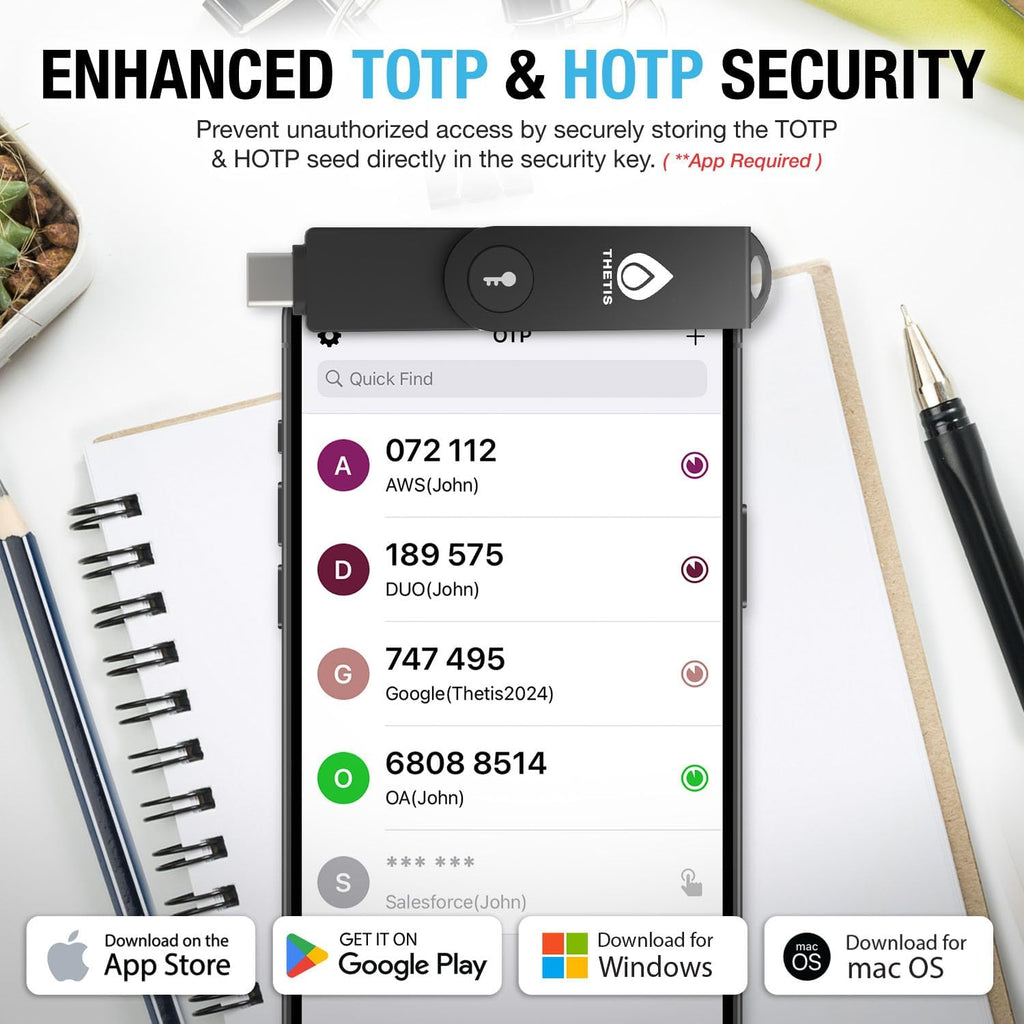 Thetis Pro-C FIDO2 (L2) Security Key Passkey Device with USB C & NFC, TOTP/HOTP Authenticator APP, FIDO 2.0 Two Factor Authentication 2FA MFA, Supports Windows/macOS/Linux/Gmail/Facebook/Dropbox - Image 5