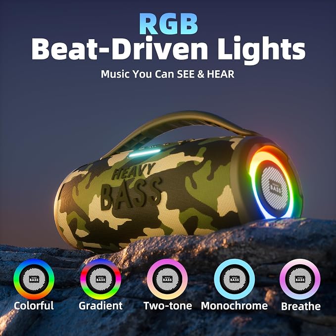 HEAVY BASS Speakers Bluetooth Wireless, 80W Max Loud Portable Speaker with Deep Bass, 20H Playtime, IPX6 Waterproof, Dual Pairing, Perfect for Home,Party,Travel,Outdoors - Image 7