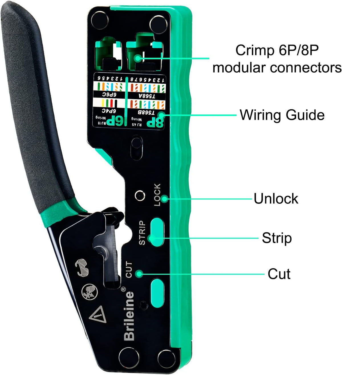 RJ45 Crimp Tool Pass Through Kit Ethernet Crimper Cat5 Cat5e Cat6 - Image 3