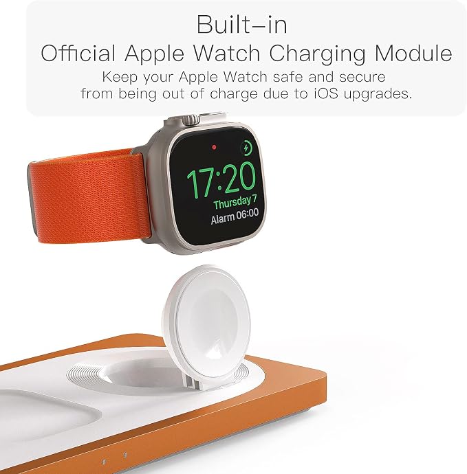 3 in 1 Wireless Charging Station for Apple Devices with MagSafe | For iPhone 17/Air/16/15/14/13/12, AirPods & Apple Watch, Foldable Portable Aluminum Charging Stand, Adapter Included - Image 4