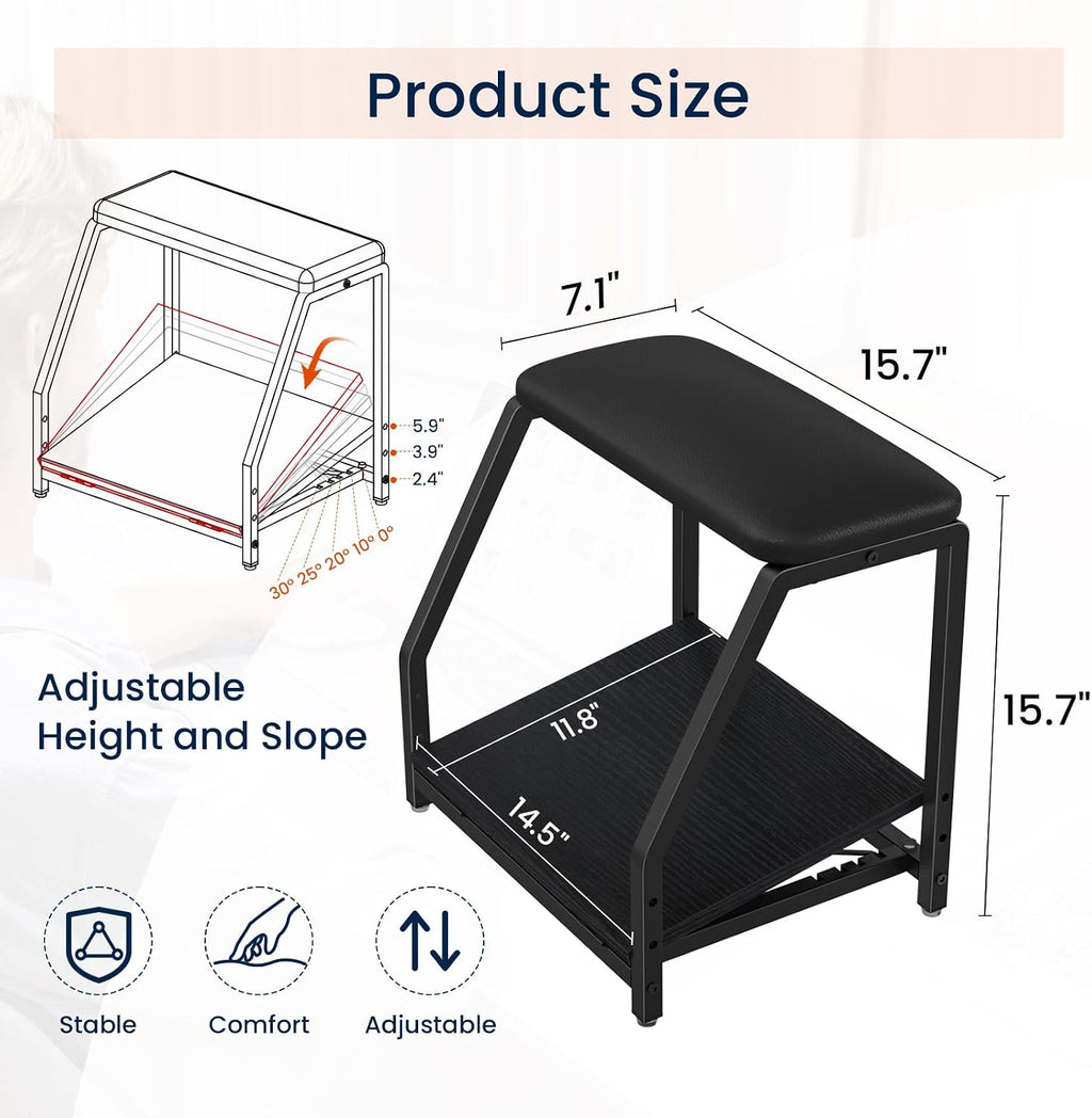 Snughome Adjustable Double Step Footrest, 5 Angles & 3 Heights, Under Desk Foot Stool, Cushioned Top & Non-Slip Base, Ergonomic Foot/Leg Rest for Home Office Gaming - Image 3
