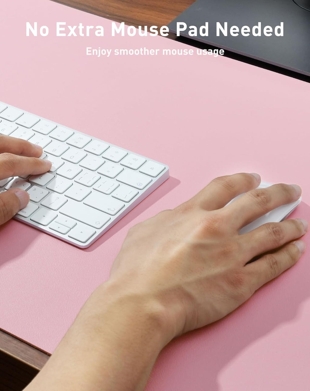 Aothia Faux Leather Desk Mat - Large Mouse Pad, Non-Slip PU Leather Blotter, Waterproof Writing Surface for Office and Home (Fairy Pink, 40" x 24") - Image 4