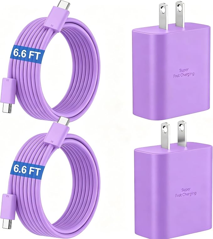 45W Super Fast Charger USB C Android Phone Type C Charger Fast Charging Block with 6.6FT Cord for Samsung Galaxy S26/S26 Ultra/S26+/S25 Ultra/S25/S24 Ultra/S24/S23 Ultra/S22/S21/S20/Note 10, Purple by Ubearkk