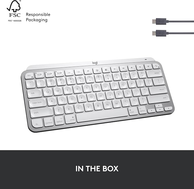 Logitech MX Keys Mini for Mac Minimalist Wireless Keyboard - Pale Grey | Compact, backlit keys, Bluetooth, USB-C, tactile typing, compatible with MacBook Pro, MacBook Air, iMac, iPad - Image 12