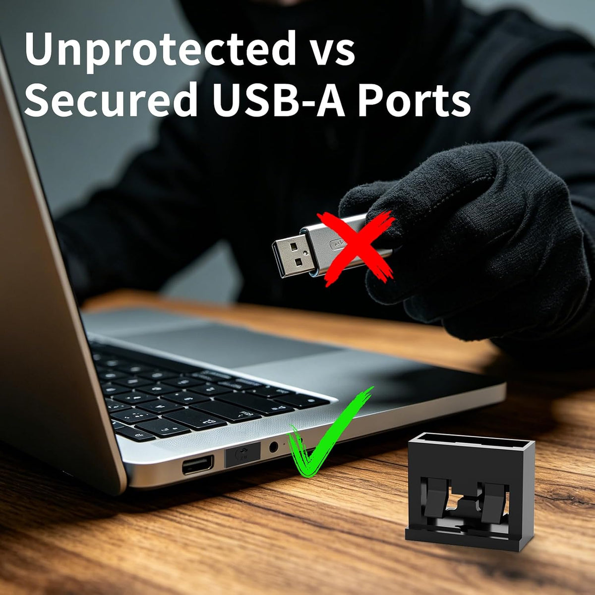 24-Pack USB-A Port Blockers with 2 Keys, Removable Physical Security Locks,Anti-Tampering Data Protection for Laptops,PCs & Game Consoles (Green) - Image 3