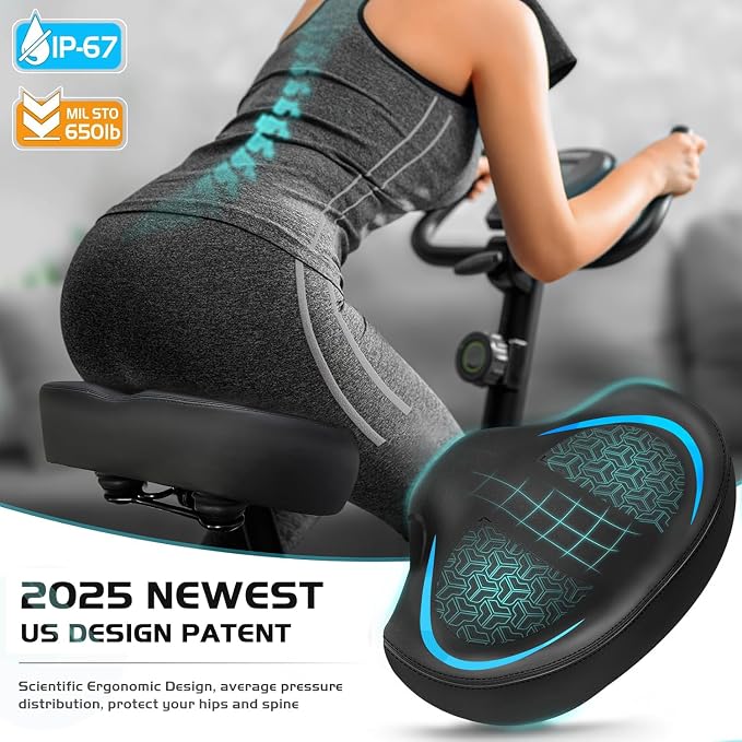 Noseless Bike Seat Cushion for Men & Women - Extra Padding & Comfort Wide Bicycle Seat, Oversized Comfortable Saddle for Peloton Bikes, Exercise Bikes, Electric Bikes, Cruiser Bikes - Image 6