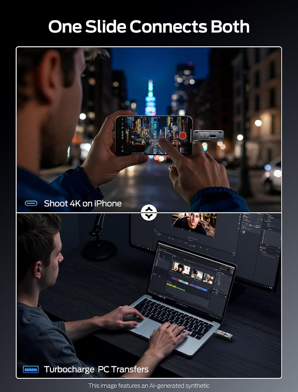 MOVE SPEED 2TB Solid State Drives with Dual Ports & Push-Pull Design 560MB/s Read Speed, Type C + USB 3.2 Drive Portable ssd for iPhone 15/16/Android/Mac - Image 3