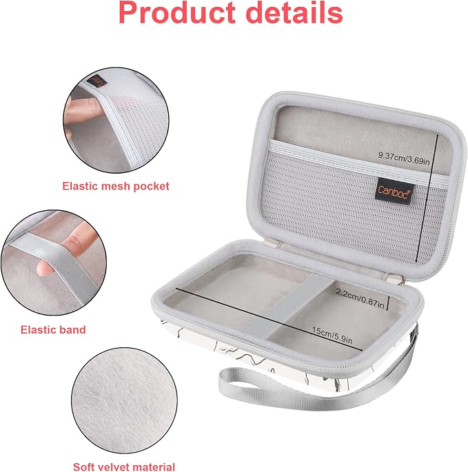 Canboc Carrying Case for MacBook Air Pro Charger MagSafe/MagSafe 2 Power Adapter, iPhone 16/16 Pro MagSafe Charger, USB C Hub, Type C Hub, USB Multiport Adapter, Hard EVA Bag, White - Image 3