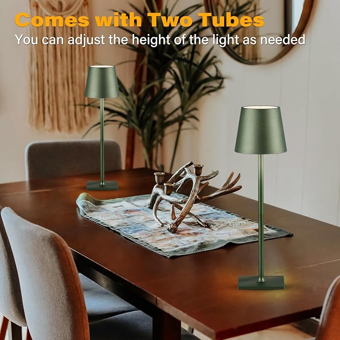 CHLORANTHUS 2 Pack Cordless Table Lamps, 3 Colors Stepless Dimming, 5000mAh Rechargeable Battery LED Desk Lamp for Bedroom/Couple Dinner/Desk/Cafe/Dining Room/Terrace - Image 5