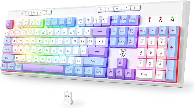 Wireless Gaming Keyboard, Tri-Mode, RGB Light up Backlit Creamy Keyboards | BT5.0/2.4GHz/USB-C, RGB Light up, Customizable Macro Keys, 26 Anti-ghosting Keys, 4000mAh Battery, Creamy Computer Keyboards by RisoPhy