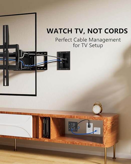 FORGING MOUNT in-Wall Cable Management Kit with Recessed Power Outlet Box,Cord Hider for Wall Mounted TV,Brush Plate,9.3ft Cord,–Easy,Safe Management for Organized TV and Home Theater Setups-Black - Image 2