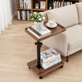 C Table End Table Adjustable Height,C Shaped End for Couch，Snack Tables,360°Swivel TV Tray Sofa Table,Tables that Slide Under,Coffee SideTable for Bed,Chair,Bath-tub,Outdoor(Walnut Color) by Bohodiy