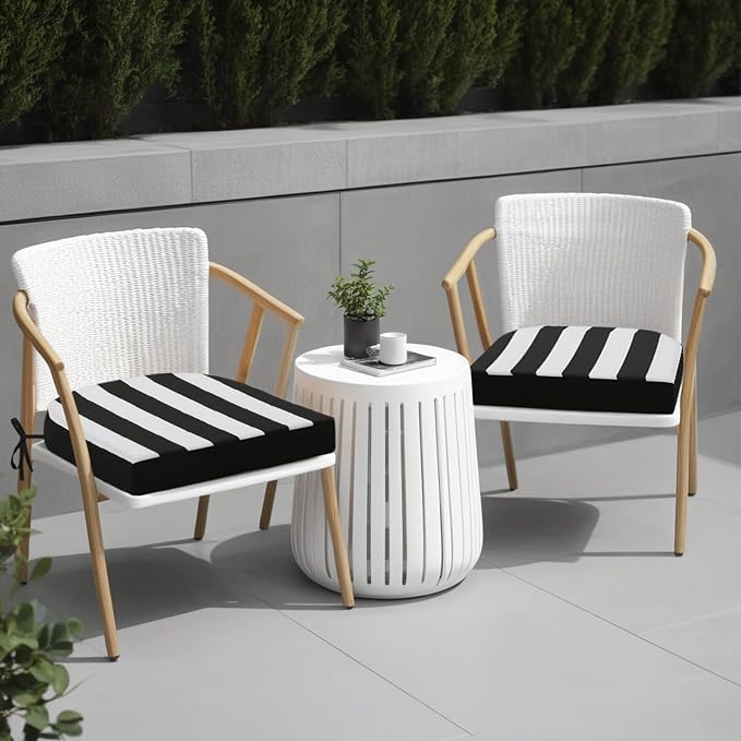idee-home Outdoor Chair Cushions Set of 4, 17 x 17 Outdoor Seat Cushions | Patio Chair Cushions for Outdoor Furniture Waterproof with Ties, Outdoor Seat Cushion, Patio Chair Pads Dining Chair - Image 5