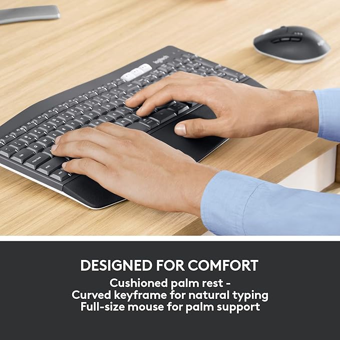 Logitech MK850 Performance Wireless Keyboard and Mouse Combo for Windows,macOS & ChromeOS,Bluetooth & 2.4 GHz USB Receiver, Full-Size Keyboard, Multi-Device,Cushioned Palm Rest – Graphite,Pack of 4 - Image 3