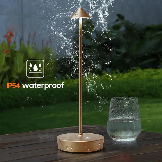 Set of 2 Cordless Rechargeable Led Table Lamp Battery Operated Light Bronze | 6000mAh Touch 3 Color Dimming Portable Metal Outdoor Waterproof Light for Patio/Restaurant/Dining/Home - Image 6
