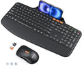 MEETION Bluetooth Wireless Keyboard Mouse Combo with Tablet Holder | Slim ergonomic keyboard with quiet scissor keys, 4 DPI wireless mouse, works with Windows, Mac, PC, laptop, phone and tablet by MEETION