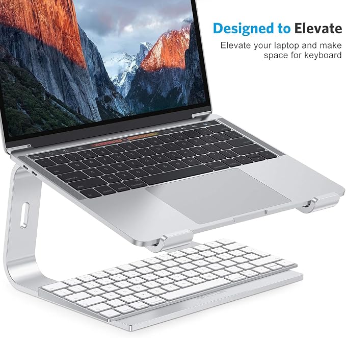 OMOTON Laptop Stand, Detachable Mount for MacBook Air/Pro Dell HP Silver | 11-17" Laptop Holder for Desk, Notebook Computer Mount, Lightweight Cooling for Desk, Ergonomic Home Office - Image 4