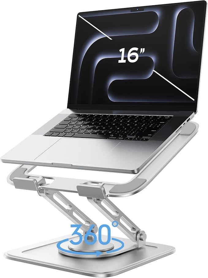 LOXP Adjustable Laptop Stand, Computer Stand with 360 Rotating Base | Ergonomic Laptop Riser Mount for Desk Foldable Protable Computer Desk Fits with MacBook Pro Air by LOXP