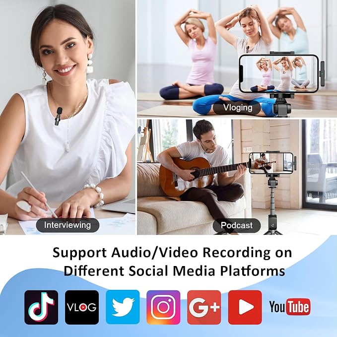 MAYBESTA Wireless Mini Microphone for iPhone Android Phone: Lavalier Lapel Recording Mic for Tiktok YouTube Podcast Interview(Dark Black) - Image 6