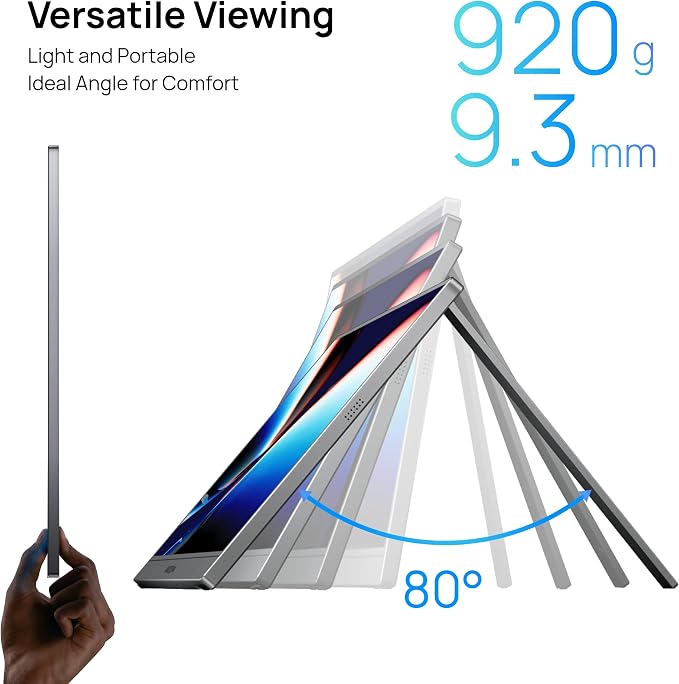 ARZOPA 17.3" Portable Monitor Gray, 1080P FHD IPS 103% sRGB - Z1C Plus | Laptop Gaming Monitor with Built-in Kickstand HDMI USB C External Screen for PC Mac Phone Xbox PS5 - Image 5