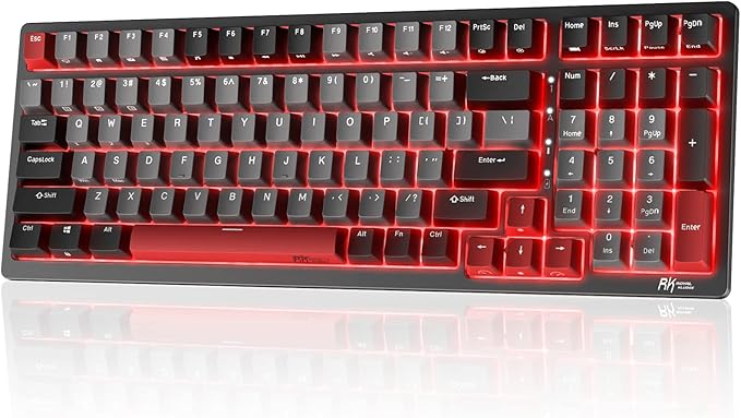 RK ROYAL KLUDGE RK98 Gaming Keyboard, Wireless Mechanical Keyboard 100 Keys Tri-Mode BT5.1/2.4G/USB-C Full Size Hot Swappable Custom Keyboard with Numpad RGB Backlit, Massive Battery, Silver Switch by RKROYALKLUDGE