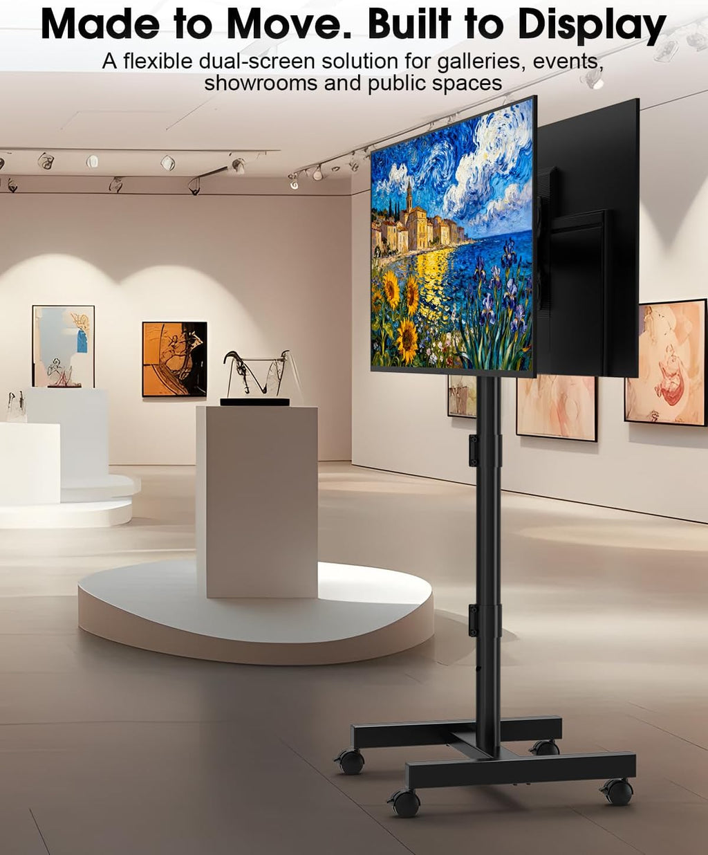 Back-to-Back Dual Screen Rolling TV Stand for 21-50 Inch TVs - Image 7