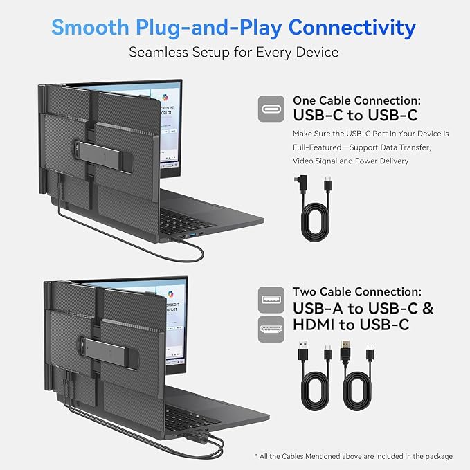 Blackview Laptop Screen Extender, 1.7lbs Ultra-Light & 0.17" Ultra-Slim, 15.6" FHD 1200P IPS Portable Laptop Monitor Extender,Travel Dual Monitor for 14-17",Plug & Play for Windows/Mac/Android/Switch - Image 8