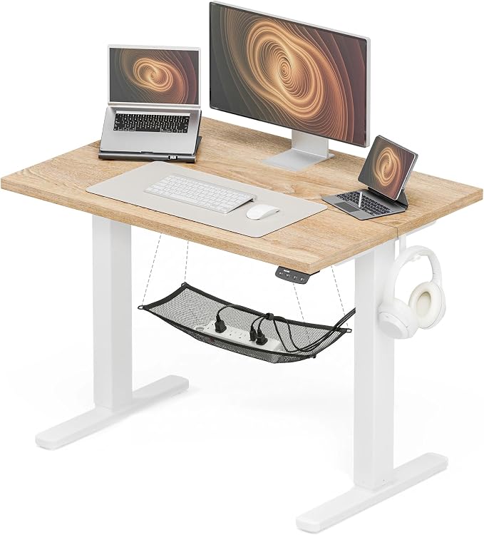 Electric Standing Desk with Cable Management,Oak Height Adjustable Desk with Memory Presets, Sit Stand Table for Work from Home, Ergonomic Computer Desk,40 x 24 inch by Acrolix